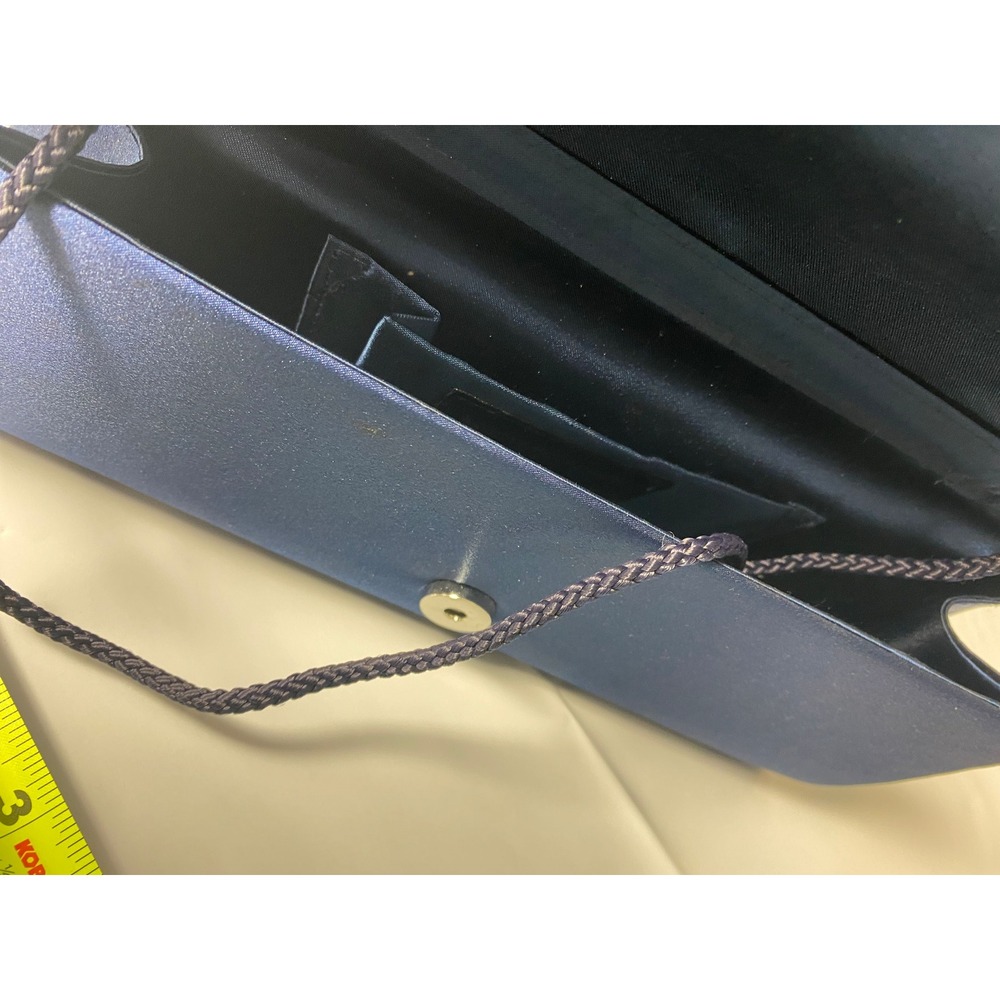 Navy Blue Satin Pleated Evening Clutch Bag Formal Wedding Prom Purse Small - Picture 3 of 5